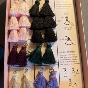 Multi-Color Tassel Ear Rings Set